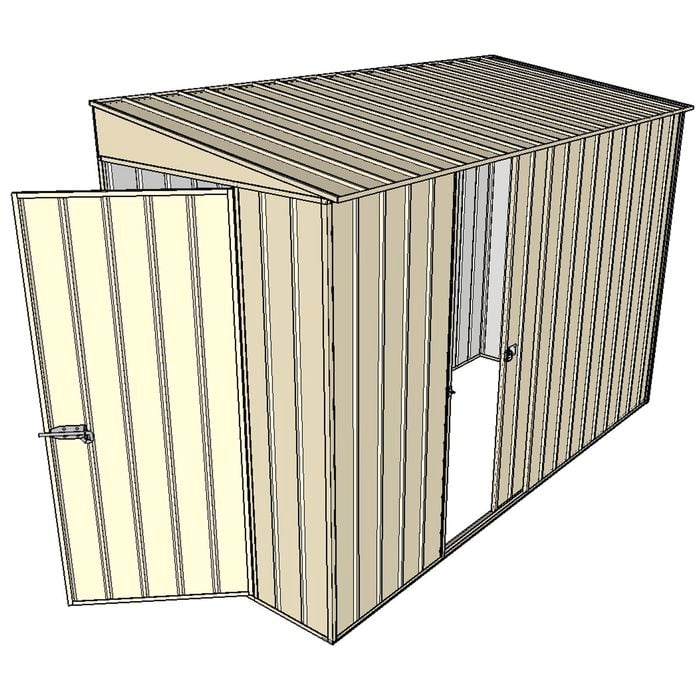 Build-A-Shed 1.2 x 3.0 x 2.0m Tunnel Shed Tunnel Hinged Door with 1 Sliding Side Door - Cream