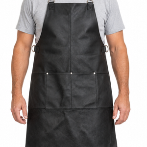BUFFALO LEATHER APRON Cooking Chef Kitchen Waterproof Durable Quality - Black