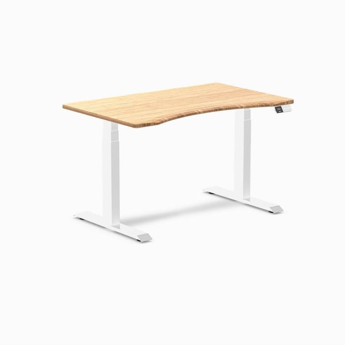 Desky Dual Sit to Stand Bamboo Ergo Edge Desk 1200x750mm White Frame