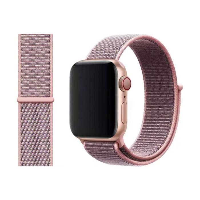 Woven Nylon Sports Watch Band Strap - For Apple iWatch 38mm 40mm 41mm [42mm Series 10] (Pink)