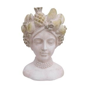 Lvd Lady Urn Fruit Cement Bust Statue Indoor/outdoor Decor 27.5x19x17cm