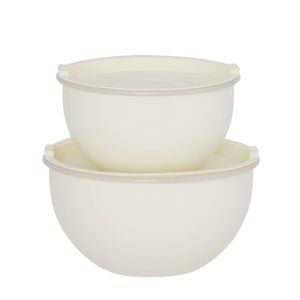Davis & Waddell Daylesford Enamel Mixing Bowls With Lid 2pcs Set Cream