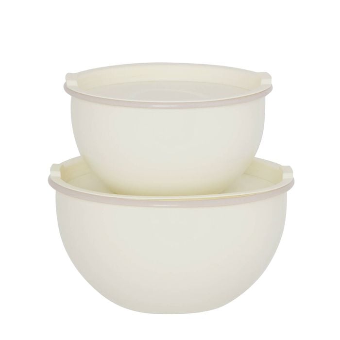 Davis & Waddell Daylesford Enamel Mixing Bowls With Lid 2pcs Set Cream