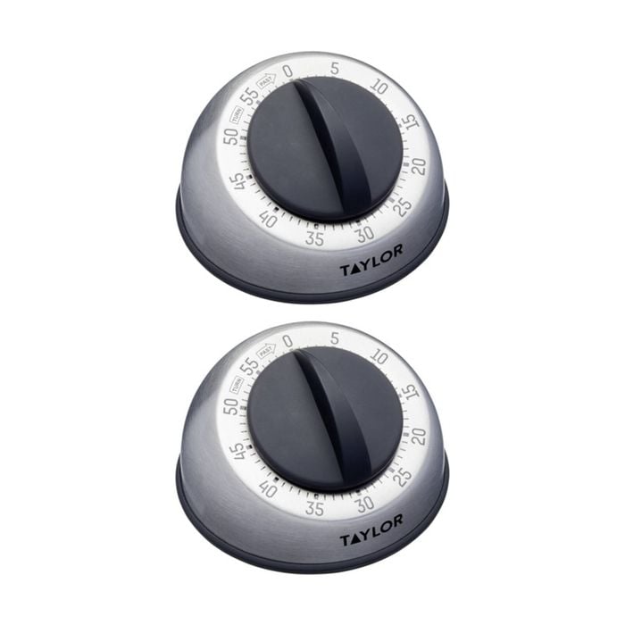 2pk Taylor Pro Wind Up Dial Classic 60 Minute Kitchen Timer Stainless Steel