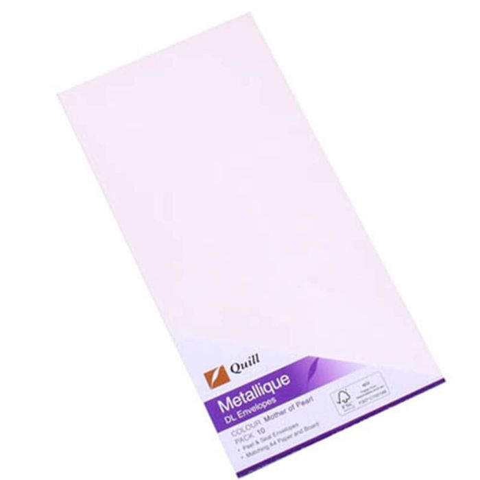 Quill Metallique Envelopes 10pk (DL) (Pearl)