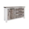 Plumeria Buffet Table 145cm 1 Door 3 Drawer Solid Acacia Timber - White Brush