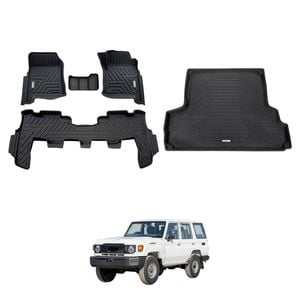 AUSGO Floor Mats & Boot Liner Set for Toyota Land Cruiser Landcruiser 76 LC76 2023-Onwards Car Floor Liners Cargo Mat