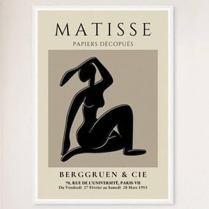 Galrie Henri Matisse Black Silhouette Art Print from Galerie Berggruen & Cie, White Frame, A2 42 x 60cm (16 x 24inch)