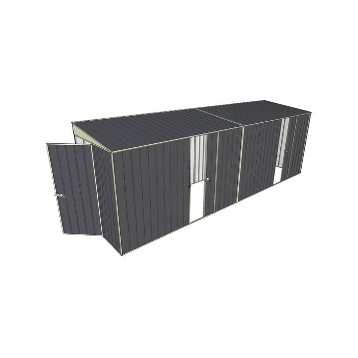 Build-a-Shed 1.5 x 6 x 2m Sliding Door Tunnel Shed with Side Doors - Grey
