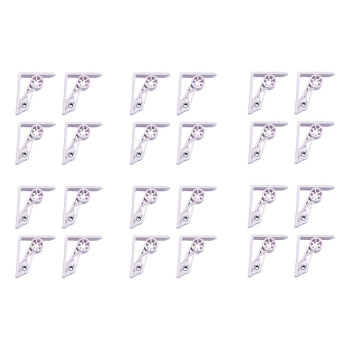 6x 4pc Appetito Spring Action Plastic Tablecloth Clips White