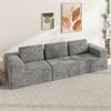 Advwin 265cm 3 Seater Sofa Chenille Compressed Sofa Modular Modular Foam Couch No Assembly Grey