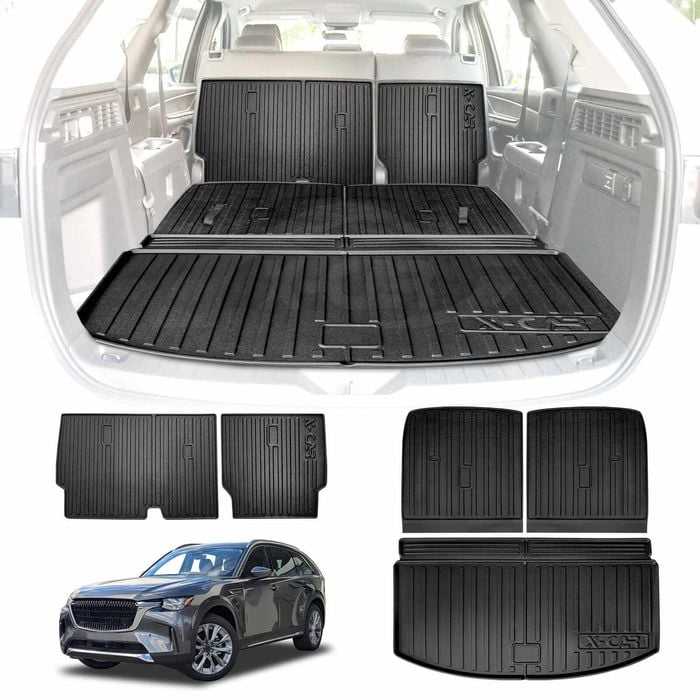 3D All Weather Boot Liner Back Seat Protector Combo for Mazda CX-90 CX90 2023-Onwards Cover Cargo
