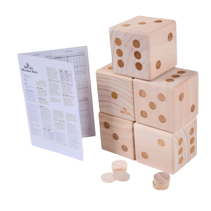Wooden Dice Set 9cm Diameter With Scorecard Book