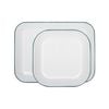 Argon Tableware Enamel Baking Tray Set - Green Rim - 2pc Lightweight Metal Enamel Oven Tray Kitchen Bakeware Flat Cooking Pan