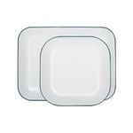 Argon Tableware White Rectangle Enamel Baking Tray Set