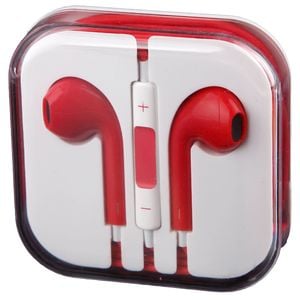 Handsfree Headphone Earphone w/ Mic 3.5mm Connector Jack - Red