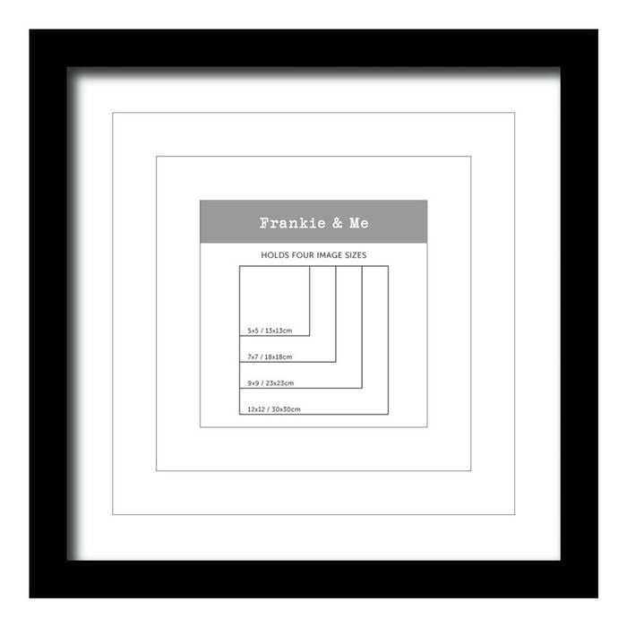 Frankie & Me Window Wooden Multi-Mat Square Photo Frame Home Decor 32.5cm Black