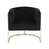 Arm Chair Black Velvet Stainless Steel Frame and Legs Golden Colour