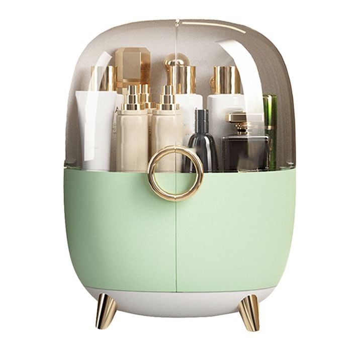 SOGA Makeup Storage Organiser Green Transparent Countertop with Lid