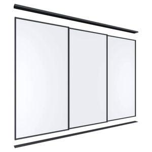Lugna 2400 x 2701-3600mm Black Melamine Wardrobe Triple Sliding Doors