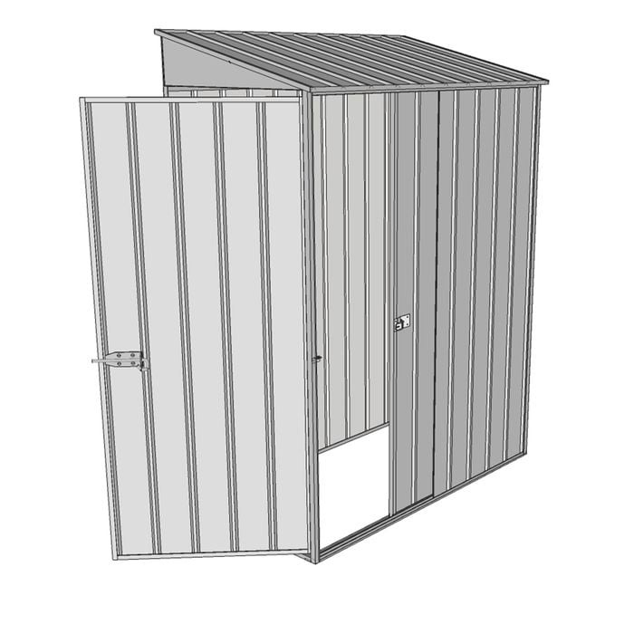 Build-a-Shed 1.5 x 0.8 x 2m Single Sliding Door Skillion Shed with Single Hinged Side Door - Zinc