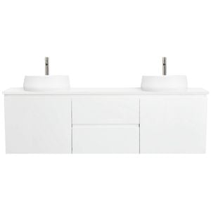 CIBO 1500mm White Nordic Wall Hung Bathroom Vanity With Pod White Matte Basins