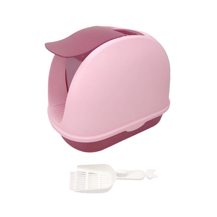 Yes4pets Portable Hooded Cat Toilet Litter Box Tray House With Handle And Scoop Pink