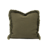 Naturally Sheepskins 45x45cm Green French Linen Cushion With Lambskin Trim (with Insert)