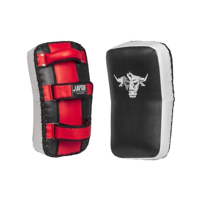 Thai Pads MMA Kickboxing Strike Shield Focus Arm Muay Thai (Pair) by Javson - Black / Red