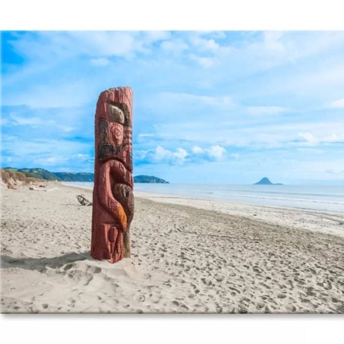 Driftwood Totem on Dunes at Ohope  Print 100% Australian Made 150 x 100cm  (Stretched)