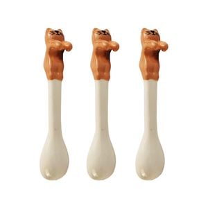 3pk Urban 12cm Novelty Cat Ceramic Hanging Spoon For Mug