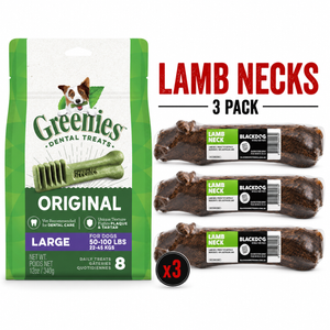 GREENIES Original Large 340g + Blackdog Lamb Necks 3 Pack | Large Dog Treat Pack