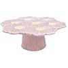 Urban Ceramic Flower Round Footed Cake Display Stand 26x10cm Pink