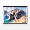 City Located On a Cliff, Beach  Print 100% Australian Made 120x90cm  (Poster)