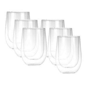 Sherwood Home Double Wall Coffee Glass Set of 6 x 290ml Cups