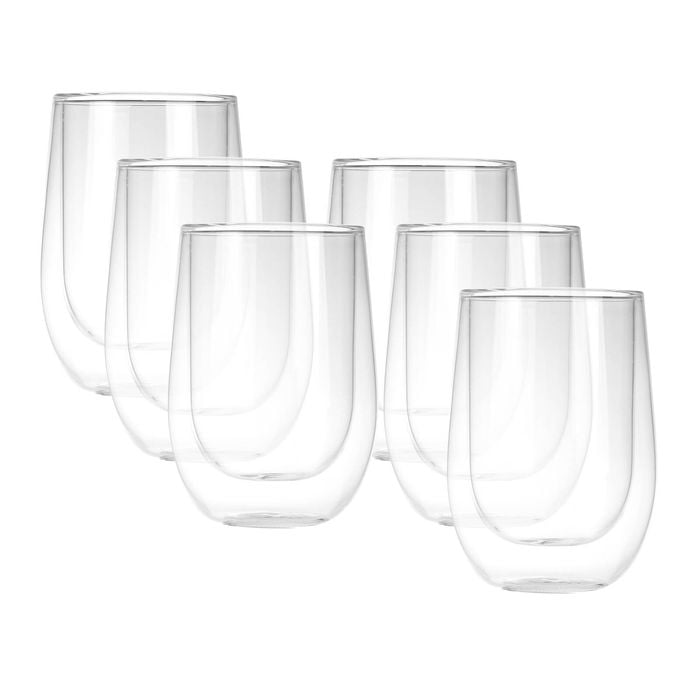 Sherwood Home Double Wall Coffee Glass Set of 6 x 290ml Cups