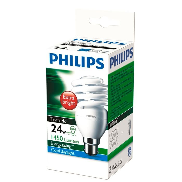 Philips Spiral B22 CFL 1450Lm Cool Daylight 24W Globe