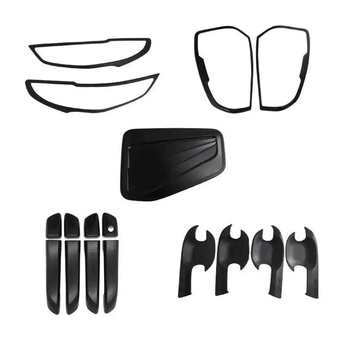 Matte Black Headlight, Taillight & Door Handle Cover Set For Mazda Bt-50 2020-2024