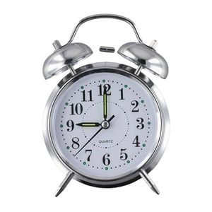 Catzon Analog Alarm Clock With Night Light Loud Ringing-silver