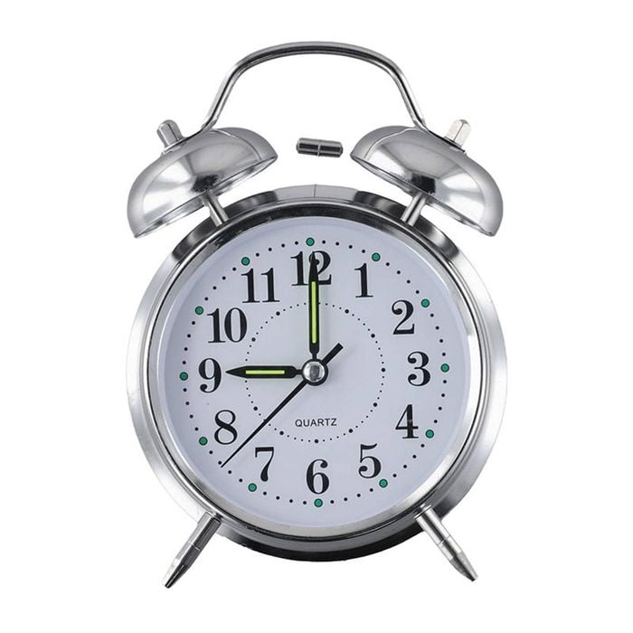 Catzon Analog Alarm Clock With Night Light Loud Ringing-silver
