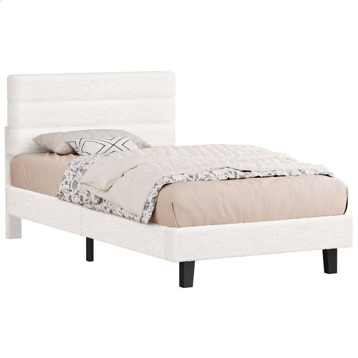 ALFORDSON Bed Frame Single Boucle White Mattress Base