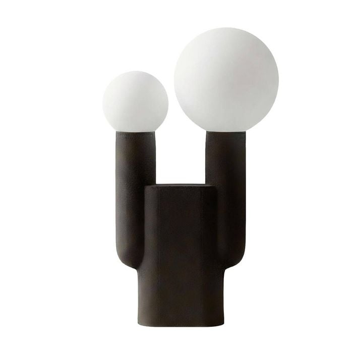Nordhavn 240V Black Modern Cactus Resin Table Lamp, 2-Light Bedside Desk Light
