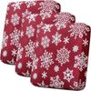 Smarcute 3 Seater Christmas Velvet Cushion Seat Covers for Sectional Sofa Couch Red Snowflakes