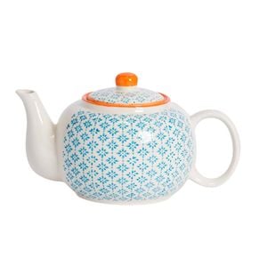 Nicola Spring Hand Printed Teapot - Stoneware Patterned Tea Pot - 820ml
