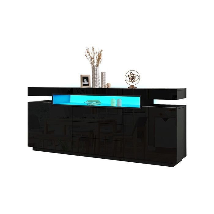 Black Led Sideboard Corner Tv Stand Cabinet