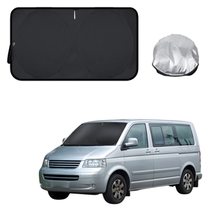 Front Windscreen Sun Shade for VolksWagen Caravelle 2003 - 2010 - XL 160 x 100 cm - Black
