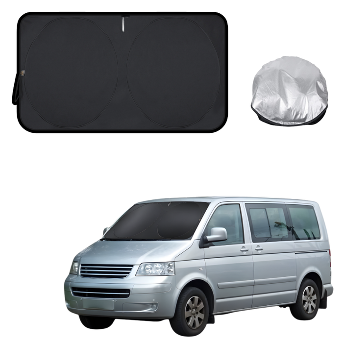 Front Windscreen Sun Shade for VolksWagen Caravelle 2003 - 2010 - XL 160 x 100 cm - Black