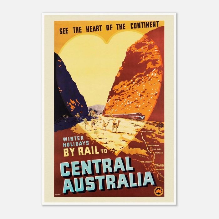 Galrie Vintage Central Australia Train Travel Poster for Winter Holidays, Poster Only, 70 x 100cm (28 x 40inch)
