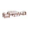 Mackay Outdoor Aluminium 3+1+1 Lounge Set Mahogany With Coffee Table & Bone Cushions