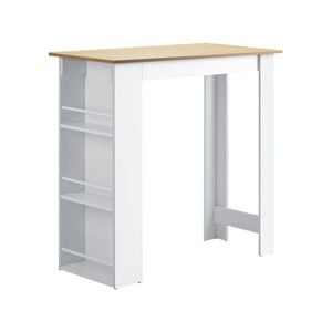 Oikiture Bar Table Dining With Storage Shelf